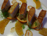 Croustillants de foie gras à la compotée d'endives aux oranges