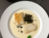 Filet de sole poêlé, crème de saint-jacques à la vanille