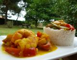 Gambas et noix de Saint-Jacques au lait de coco