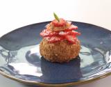 Bouton de rose (Chou croustillant riz au lait, coco et fraise)