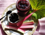 Confiture de myrtilles et rhubarbe