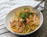 Spaghettis gambas-cumin