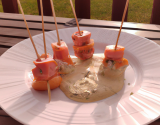 Brochettes de saumon et lotte au sabayon