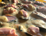 Moules à la crème de jambon