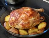 Poulet fermier rôti au four
