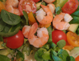 Salade cruditées et crevettes