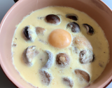 Œufs cocotte, crème de laitue et champignons