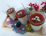 Panna cotta au roquefort, miroir groseilles poivron rouge