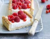 Tarte au fromage blanc et framboises.