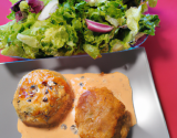 Souffles de montbelliard et sa salade sauce maroilles