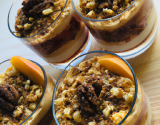 Verrine à la crème au nutella et crumble de spéculoos aux pêches