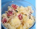 Salade de mangue, fraises séchées et couscous sucré