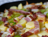 Tartiflette aux poireaux et aux lardons