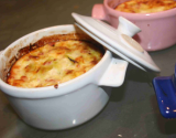 Cocotte de flan de poireaux au jambon