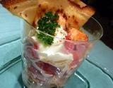 Verrine de crêpe au saumon façon basquaise