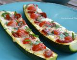 Courgettes gratinées au chorizo, tomate cerise et mozzarella