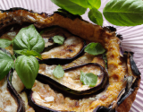 Tarte aubergine parfumée à l' Amande, Basilic et Parmesan