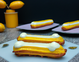 Éclairs à la mousse de mangue, gelée de coco