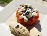 Tartare de tomates et sa glace au pain grillé