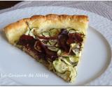 Tarte fine à la courgette, chèvre, magret de canard, thym et miel