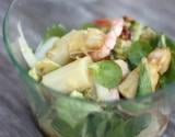 Salade d'asperges des landes asiatisante pécan gambas et avocat