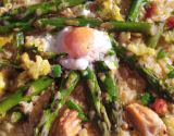 Terre-mer aux vertes asperges, façon paella