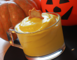 Crème de potiron Halloween, mousse de lard fumé