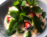 Salade de fruits à la menthe et sa crème anglaise