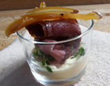 Verrine ricotta magret de canard fumé