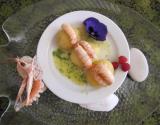 Langoustines au curry sur pomme princesse amandine fondantes