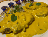 Escalopes de veau au lait de coco, curry jaune et gingembre