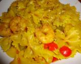 Farfalles aux crevettes et poivrons