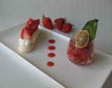 Meringuette fraises-chantilly et salade de fraises citron vert-basilic