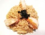 Risotto aux crevettes grises, bouillon maison, feuilles de nori