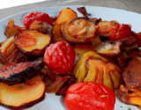 Pommes de terre et tomates séchées à la braise