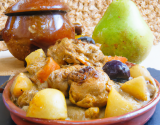 Tajine de poulet pommes de terre aux pruneaux et poires