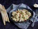 Gnocchi de pommes de terre à la crème d'asperges des Sables des Landes IGP et crevettes