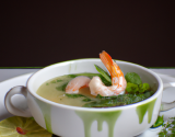 Soupe de cresson aux crevettes