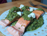 Filet de saumon au chèvre et pesto