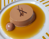 Mousse choco lait, caramel au beurre salé et huile d'olive