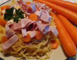 Spaghettis aux carottes & jambon