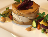 Mille feuilles de foie gras et mousseline de légumes