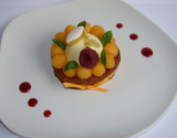 Tartelette melon, framboise, basilic et huile d'olive