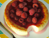 Flan ricotta-tonka aux framboises