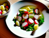 Salade de pommes de terre minceur aux radis et concombre