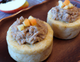 Petites bouchées de rillettes sur pommes fondantes