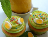 Cupcakes moelleux citron glaçage menthe/citron