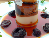 Bavarois Armagnac, pruneaux et son coulis de pruneaux