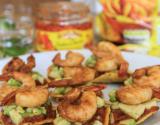 Mini tostadas aux crevettes épicées