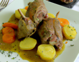 Râble de lapin farci à l'échalote sauce moutarde